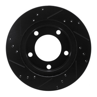 R1 76-93 Ford F-150 4WD Front Right Drilled & Slotted Black Brake Rotor