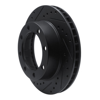 R1 80-94 Ford F-250 4WD (Excl Super Duty) Front Left Drilled & Slotted Black Brake Rotor