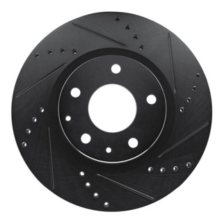 R1 19-25 Mazda CX-30 Front Right Drilled & Slotted Black Brake Rotor