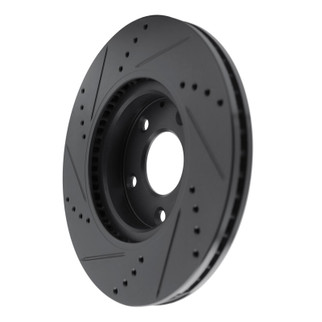R1 19-25 Mazda CX-30 Front Right Drilled & Slotted Black Brake Rotor