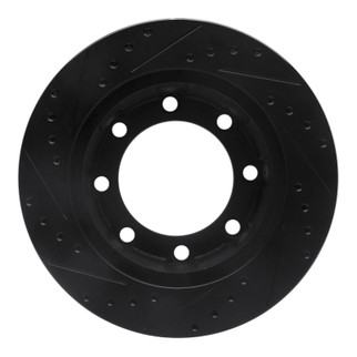 R1 76-79 Ford F-250 4WD (Excl Super Duty) Front Right Drilled & Slotted Black Brake Rotor