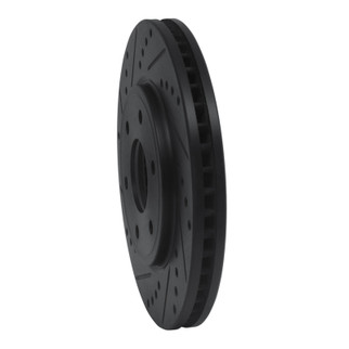 R1 05-21 Nissan Frontier Front Left Drilled & Slotted Black Brake Rotor