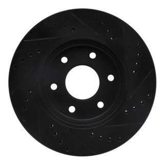 R1 05-21 Nissan Frontier Front Left Drilled & Slotted Black Brake Rotor