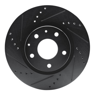 R1 19-25 Mazda CX-30 Front Left Drilled & Slotted Black Brake Rotor