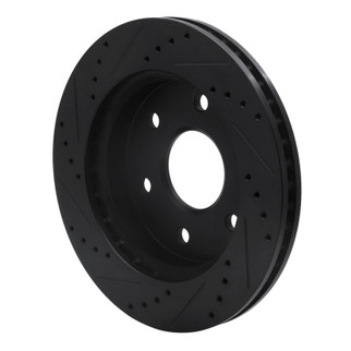 R1 04-05 Infiniti QX56 Front Right Drilled & Slotted Black Brake Rotor