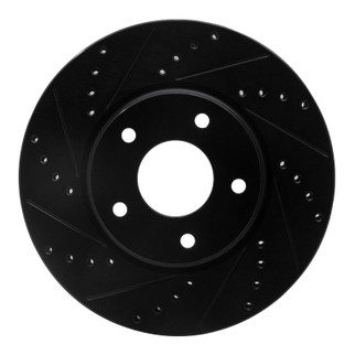 R1 02-17 Infiniti M45 Front Left Drilled & Slotted Black Brake Rotor