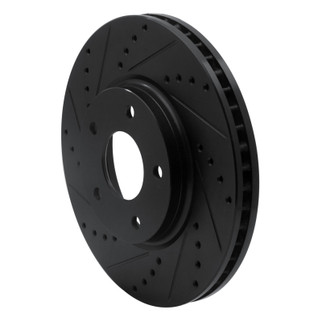 R1 02-17 Infiniti M45 Front Left Drilled & Slotted Black Brake Rotor