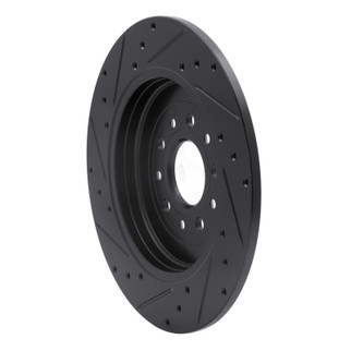 R1 05-19 Ford Freestyle Rear Right Drilled & Slotted Black Brake Rotor