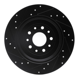 R1 05-19 Ford Freestyle Rear Right Drilled & Slotted Black Brake Rotor