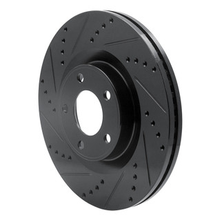 R1 07-15 Ford Edge Front Left Drilled & Slotted Black Brake Rotor
