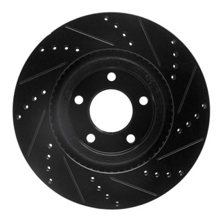 R1 07-15 Ford Edge Front Left Drilled & Slotted Black Brake Rotor