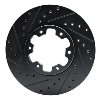 R1 96-04 Infiniti QX4 Front Left Drilled & Slotted Black Brake Rotor