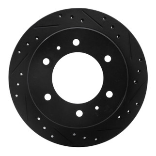 R1 88-95 Nissan Pathfinder Rear Right Drilled & Slotted Black Brake Rotor