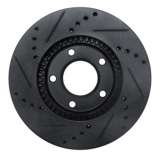 R1 96-98 Mazda MPV Front Right Drilled & Slotted Black Brake Rotor