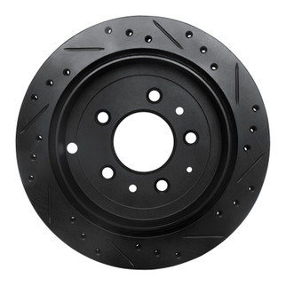 R1 92-06 Mazda 929 Rear Left Drilled & Slotted Black Brake Rotor