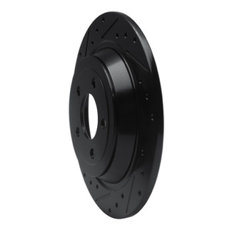 R1 15-23 Ford Mustang Rear Left Drilled & Slotted Black Brake Rotor