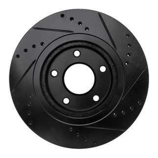 R1 07-15 Nissan Sentra Front Left Drilled & Slotted Black Brake Rotor