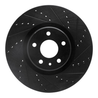 R1 13-20 Ford Fusion Front Right Drilled & Slotted Black Brake Rotor