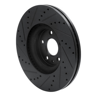 R1 13-20 Ford Fusion Front Right Drilled & Slotted Black Brake Rotor