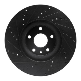 R1 13-20 Ford Fusion Front Right Drilled & Slotted Black Brake Rotor