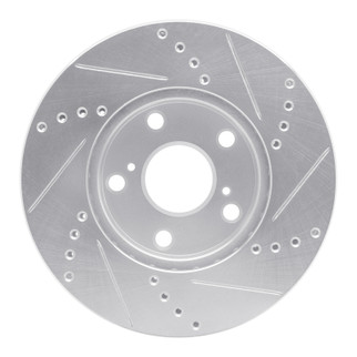 R1 92-06 Lexus ES300 Front Left Drilled & Slotted Silver Brake Rotor