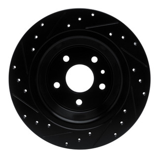 R1 13-20 Ford Fusion Rear Right Drilled & Slotted Black Brake Rotor