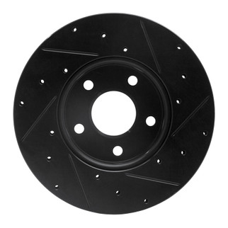 R1 12-18 Ford C-MAX Front Left Drilled & Slotted Black Brake Rotor