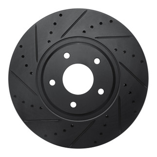 R1 03-05 Nissan Maxima Front Left Drilled & Slotted Black Brake Rotor