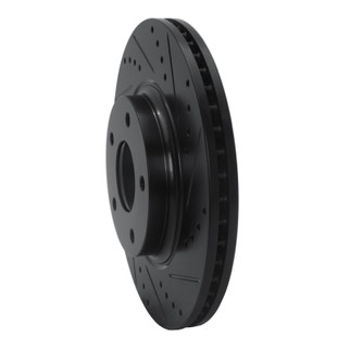 R1 02-06 Infiniti I35 Front Right Drilled & Slotted Black Brake Rotor