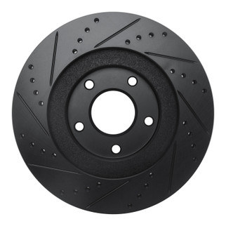 R1 02-06 Infiniti I35 Front Right Drilled & Slotted Black Brake Rotor