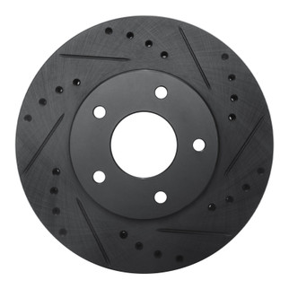 R1 99-01 Infiniti I30 Front Right Drilled & Slotted Black Brake Rotor