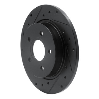 R1 12-18 Ford Focus Rear Left Drilled & Slotted Black Brake Rotor