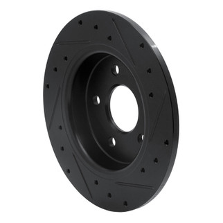 R1 12-18 Ford Focus Rear Left Drilled & Slotted Black Brake Rotor