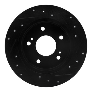 R1 94-98 Nissan 240SX Rear Left Drilled & Slotted Black Brake Rotor