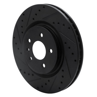 R1 09-10 Ford Taurus SHO Front Left Drilled & Slotted Black Brake Rotor