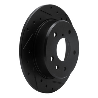 R1 89-91 Mazda RX-7 Rear Right Drilled & Slotted Black Brake Rotor