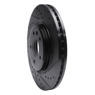 R1 09-10 Ford Taurus (Excl SHO) Front Right Drilled & Slotted Black Brake Rotor