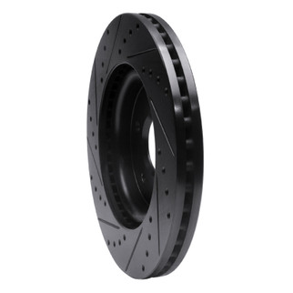 R1 09-10 Ford Taurus (Excl SHO) Front Right Drilled & Slotted Black Brake Rotor