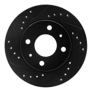 R1 95-00 Nissan 200SX Front Left Drilled & Slotted Black Brake Rotor
