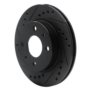 R1 95-00 Nissan 200SX Front Left Drilled & Slotted Black Brake Rotor