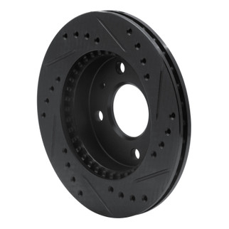 R1 95-00 Nissan 200SX Front Left Drilled & Slotted Black Brake Rotor