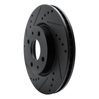 R1 08-11 Ford Focus Front Left Drilled & Slotted Black Brake Rotor