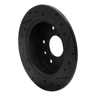 R1 89-91 Mazda RX-7 Rear Left Drilled & Slotted Black Brake Rotor