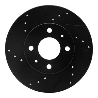 R1 95-00 Nissan 200SX Front Left Drilled & Slotted Black Brake Rotor