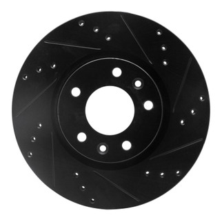 R1 06-13 Ford Fusion Front Right Drilled & Slotted Black Brake Rotor
