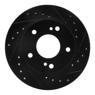 R1 94-96 Nissan 240SX Front Right Drilled & Slotted Black Brake Rotor