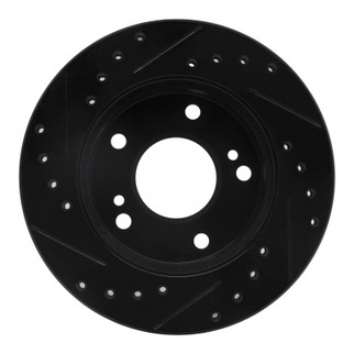 R1 94-96 Nissan 240SX Front Right Drilled & Slotted Black Brake Rotor