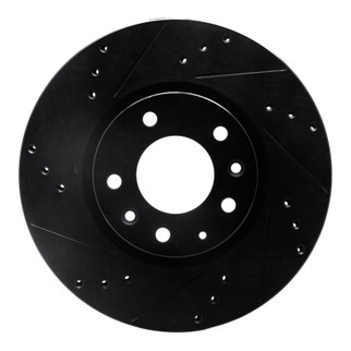 R1 06-13 Ford Fusion Front Left Drilled & Slotted Black Brake Rotor