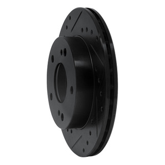R1 94-96 Nissan 240SX Front Left Drilled & Slotted Black Brake Rotor
