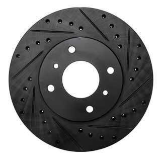R1 93-06 Infiniti G20 Front Right Drilled & Slotted Black Brake Rotor